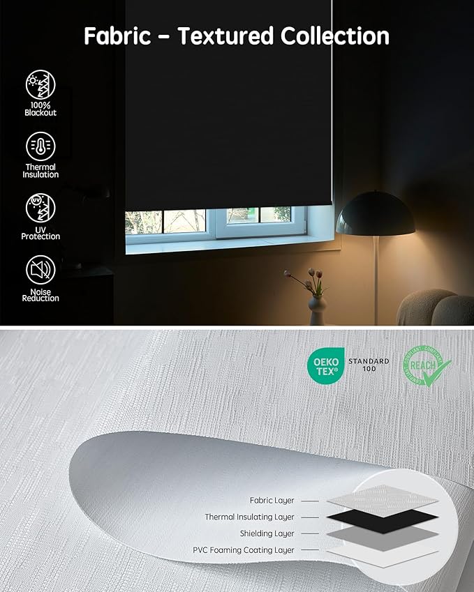 Yoolax Motorized Blinds with Remote, Automatic Window Shades Work with Alexa