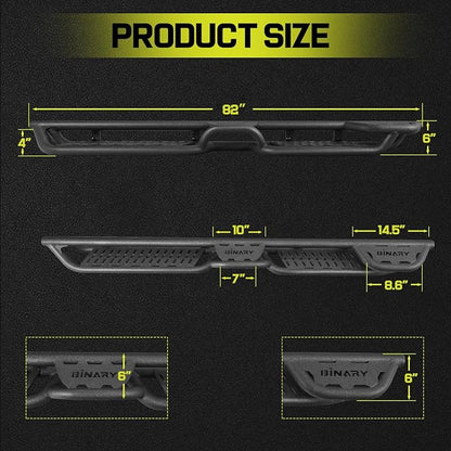 BINARY STAR Running Boards Compatible with 2019-2026 Chevy Silverado/GMC Sierra 1500 Crew Cab, 20-26 Silverado/Sierra 2500HD 3500HD Crew Cab, 4-Steps Design Running Boards, Carbon Steel Side Step