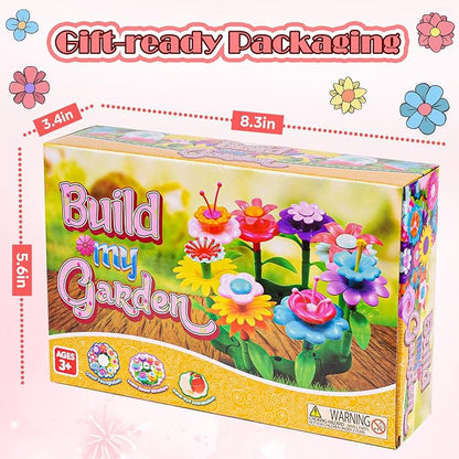 FUNZBO 99pcs Flower Garden Building Toys Set -Spring Toys for 3 4 5 6 7 8 9 Years Old Girls, STEM Montessori Educational Toys for Toddlers Kids,Sorting & Stacking Building Block for Birthday Gifts