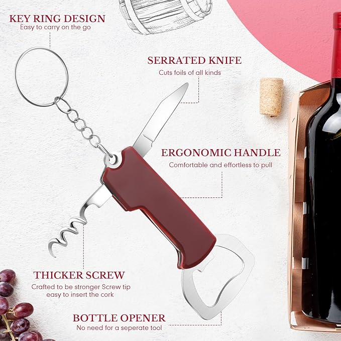 Ziliny 24 Pcs Bottle Opener Keychain Bulk Wine Bottle Beer Opener Keychain