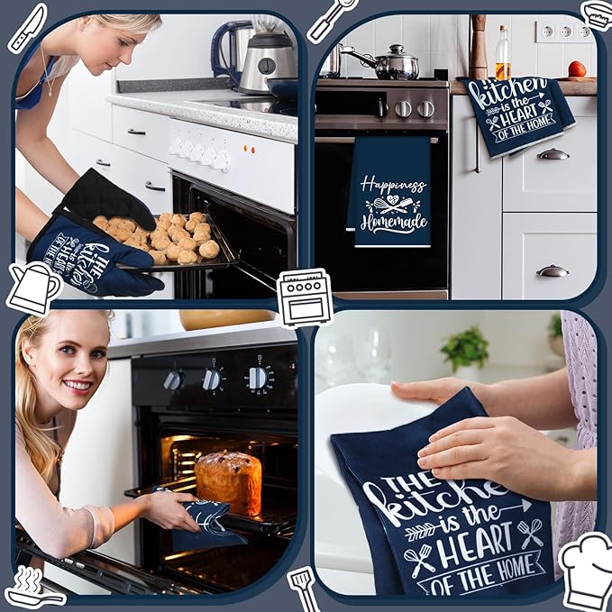 Sratte 6 Pcs Kitchen Decor Accessories Set Farmhouse Towels Pot Holders Oven