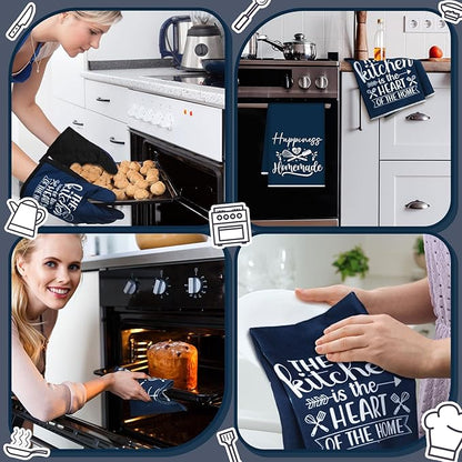 Sratte 6 Pcs Kitchen Decor Accessories Set Farmhouse Towels Pot Holders Oven