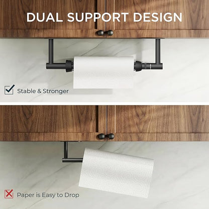 FORIOUS Paper Towel Holder Under Cabinet, Single Hand Operable