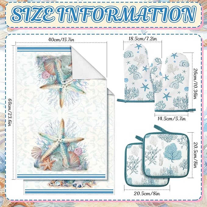 Jingmore 6 Pcs Kitchen Decor Set Accessorie Farmhouse Kitchen Towels Pot