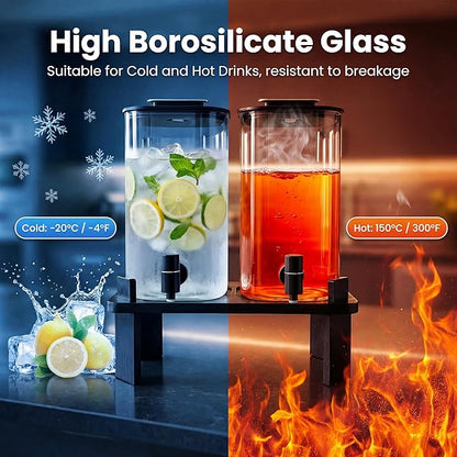 2 PCS 3 Gallon Drink dispenser, Glass Beverage Dispenser