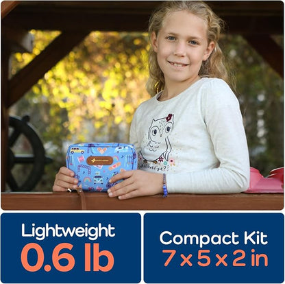 KeepGoing Travel First Aid Kit for Kids – 130 Pc. for Car, Home, Purse, Diaper Bag & Backpack with Latex-Free Bandages - Mini First Aid Kit Travel Size TSA-Approved