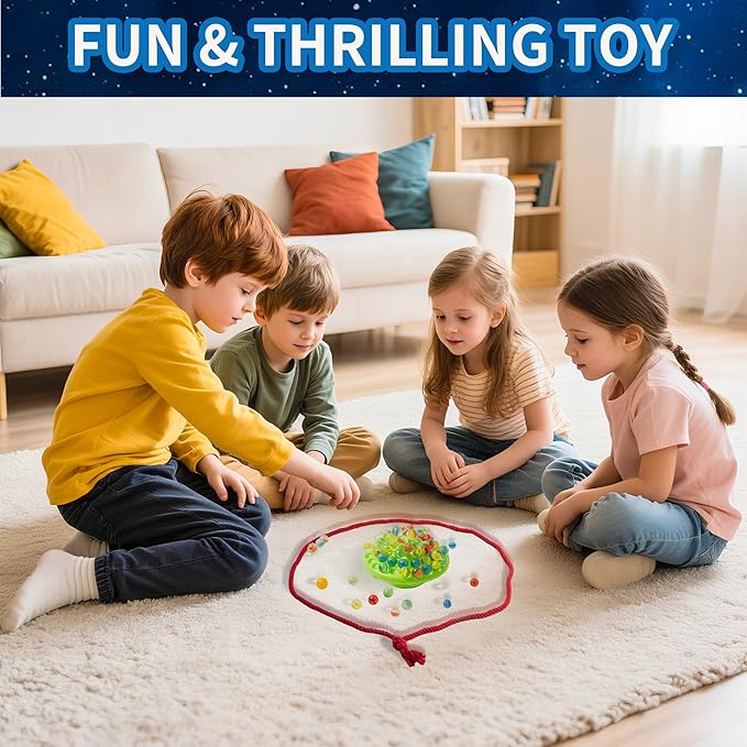UFO Marble Balance Game, 60 Colorful Marbles Toy for Kids Family Stacking Challenge, Party Game with Storage Case for Children Over 96 Months