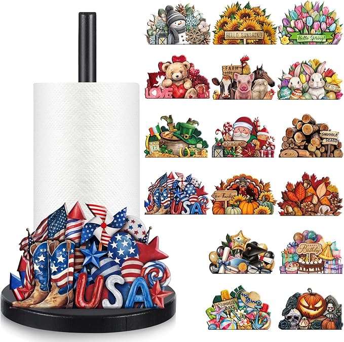 LemonRoad 17 Pcs Memorial Day Holiday Interchangeable Kitchen Paper Towel