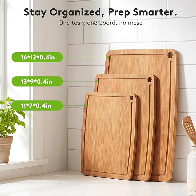 Bamboo Cutting Boards for Kitchen, Carbonized Wood Cutting Board