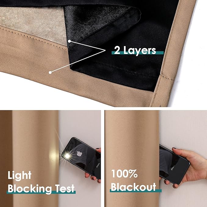 ChrisDowa 100% Blackout Curtains 108 inch Long