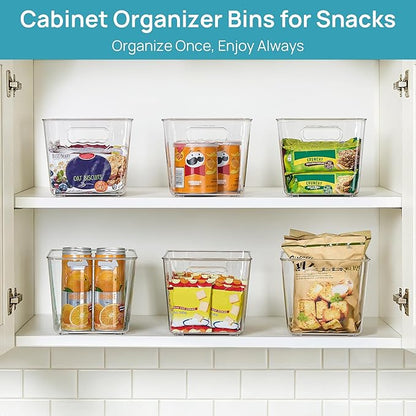 Vtopmart 6 Pack Clear Storage Bins, Pantry Cabinet Organizer Bins