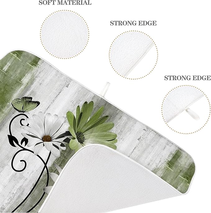 Floral Dish Drying Mat 18x24 Inches