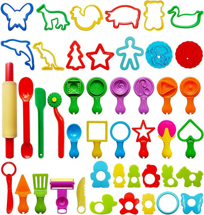 FRIMOONY Dough Tools Set for Kids, Various Plastic Molds, 45 Pieces