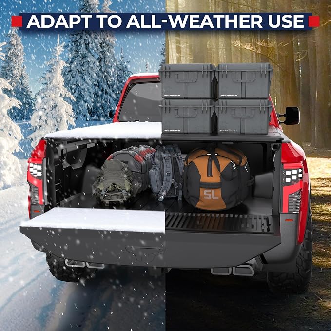MOSTPLUS 6FT FRP Tri Fold Hard Truck Bed Tonneau Cover Compatible for 2005-2026 Nissan Frontier 3 Folding Fleetside Fiberglass 3 Folding Bed Cover 72Inch