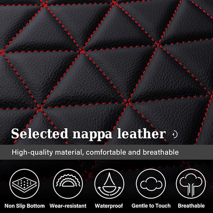 Coverado Seat Covers Full Set, Waterproof RAM 1500 Seat Cover Compatible with 2002-2026 Dodge RAM 1500 2500 3500 Truck Pickup Crew Double Mega Quad Cab with Flat Bench, Red