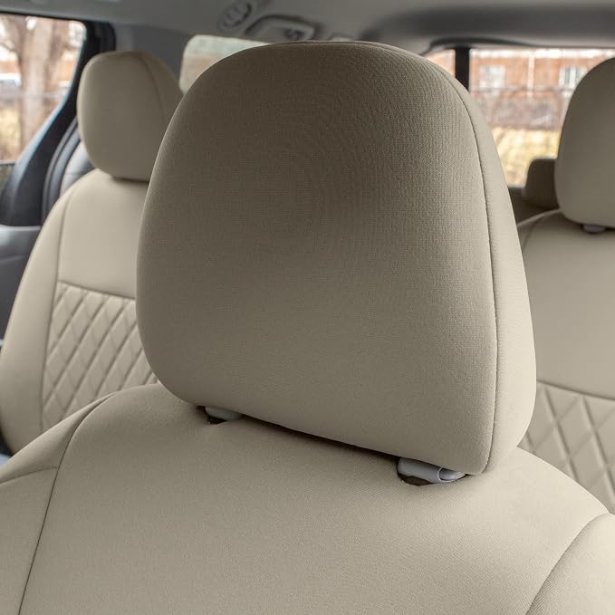 FH Group Custom Fit Car Seat Covers Specifically Made for 2011-2020 Toyota Sienna 7 Seater with Ultraflex Neoprene Water Resistant Automotive Seat Covers - 2nd Row Solid Beige