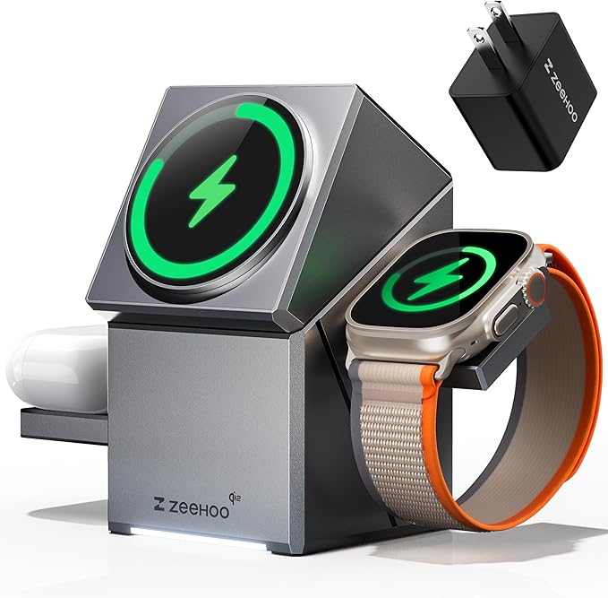 ZEEHOO 3 in 1 Charging Station for Apple, iPhone Mag-Safe Charger, Qi2 Certified