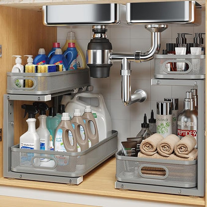 2 Pack 15.7IN-Depth Under Sink Organizer