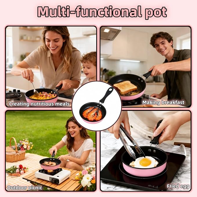 4.7 Inch Mini Frying Pan, Flat Bottom Design