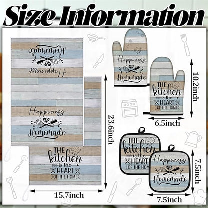 Sratte 6 Pcs Kitchen Decor Accessories Set Farmhouse Towels Pot Holders Oven