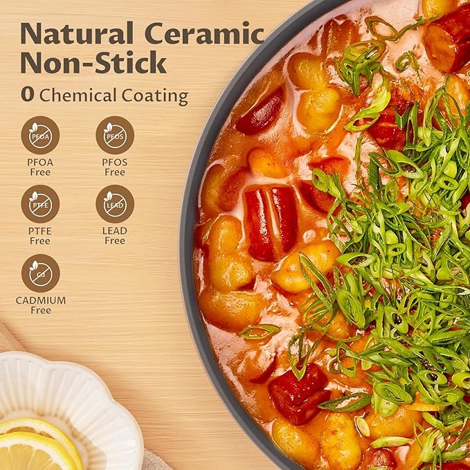 BEZIA 8 Quart Ceramic Stock Pot, Non Toxic Soup Pots