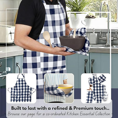 Native Fab Buffalo Plaid Check Oven Mitts and Pot Holders Set of 4, 100% Cotton