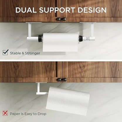 FORIOUS Paper Towel Holder Under Cabinet, Single Hand Operable