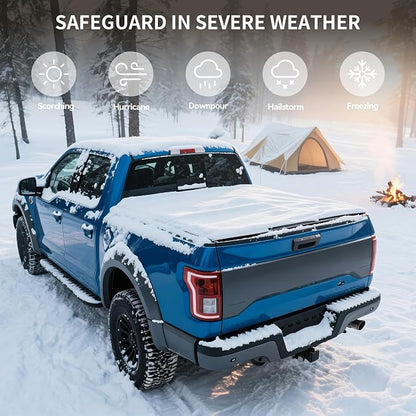 OEDRO Quad Fold Hard Truck Bed Tonneau Cover Fit for Chevy Silverado 1500 / GMC Sierra 1500 New Body Style 2019-2026 with 5.8ft Bed w/o Multi-Flex Tailgate, Black