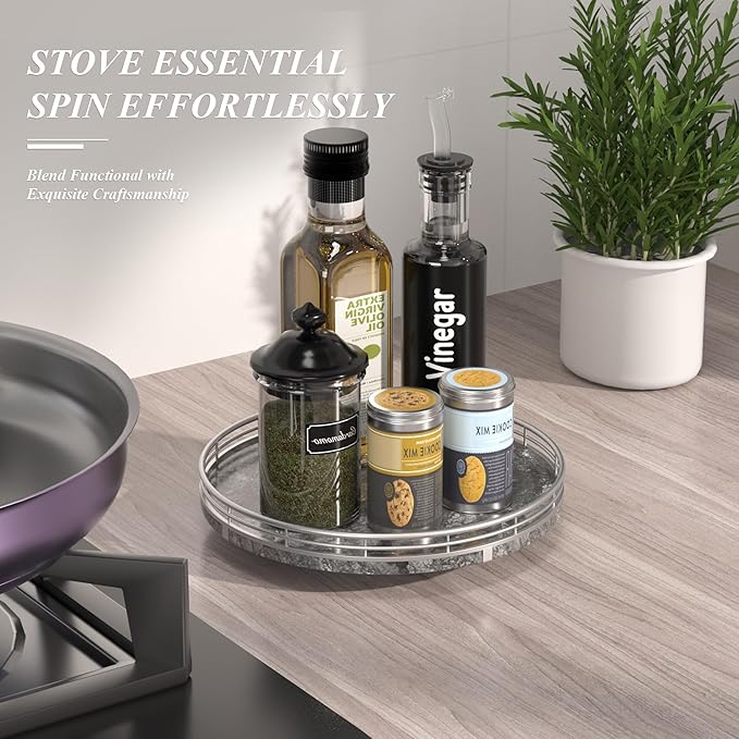 Gray Marble Lazy Susan Turntable