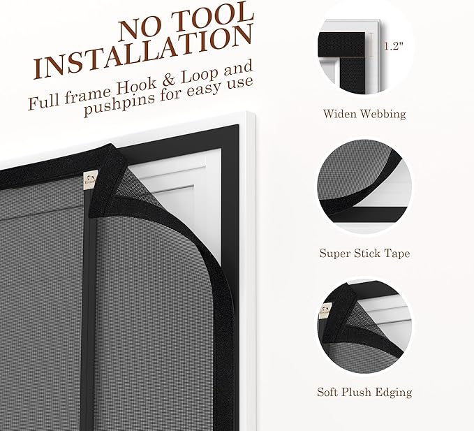 Yotache Left Right Side Universal Opening Magnetic Screen Door Fits Door Size