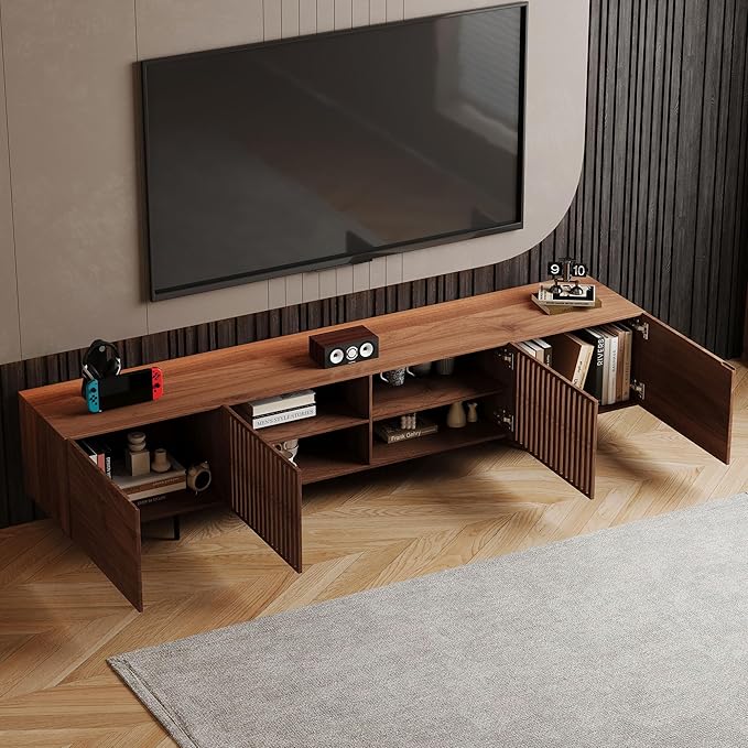 gaoyangjiaju 94.48" Mid-Century Modern TV Stand, Walnut Media Console