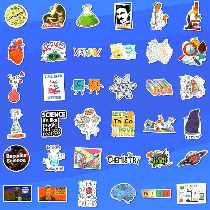 100 PCS Science Stickers for Water Bottles,Science Laboratory Stickers for Adults Students Kids Teacher,Physics Biology Chemistry Experiment Math Gifts