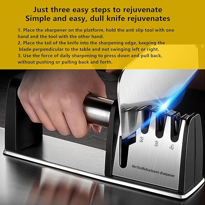 Knife Sharpeners, 4 in 1 Professional Chef's Kitchen Knife Accessories