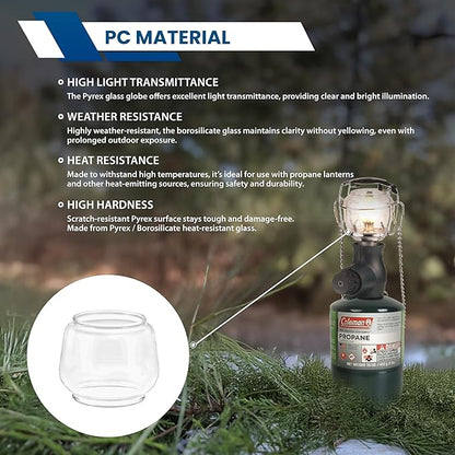 AMERICAN MANTLE Lantern Globe – Clear Borosilicate Glass Replacement for CLMN Lanterns 1.88" W x 2.25" H – Fits Models 214, 285, 288, 5150, 5151A/B/C & More – Heat Resistant Transparent Globe
