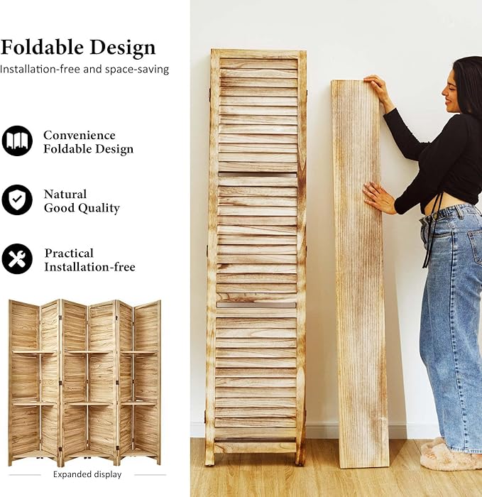 Partition Room Dividers, Folding Wood Privacy Screen