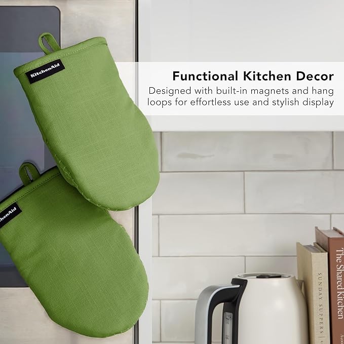 KITCHENAID Gourmet Series Gridlines Mini Oven Mitts 2-Pack Set, Heat Resistant
