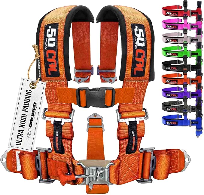 1pc Orange 5 Point Harness for Bucket Seat, Latch Release, 9 Color Options, Racing Harness 5 point, Race Car, UTV, RZR [6009A3]