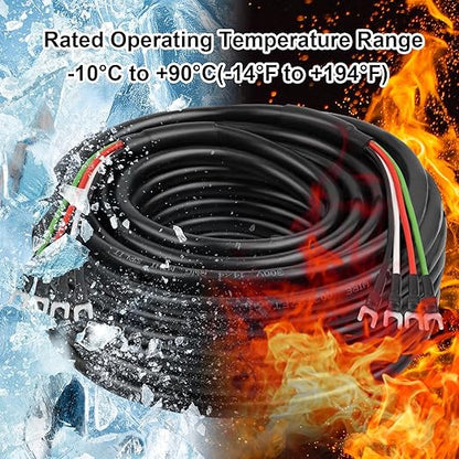 MOOKEERF 14/4 AWG Mini-Split Cable - 25FT 14 AWG 4 Conductor Control Cable 300V