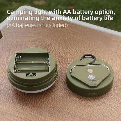 LED Camping Light,4Modes Portable AA Battery Powered Hanging Tent Lantern with Magnetic Base and Foldable Hook for Emergency Use or Campsites, (Without Batteries-Green)