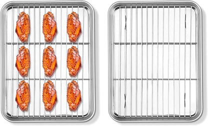 Homikit Baking Sheet with Rack Set, 10.5x8 Inches Stainless Steel Small Cookie