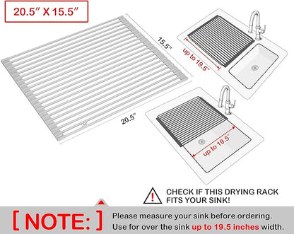 Surpahs 20.5 x 15.5 Inch Roll-Up Dish Drying Rack, Fits Across Sink Openings up