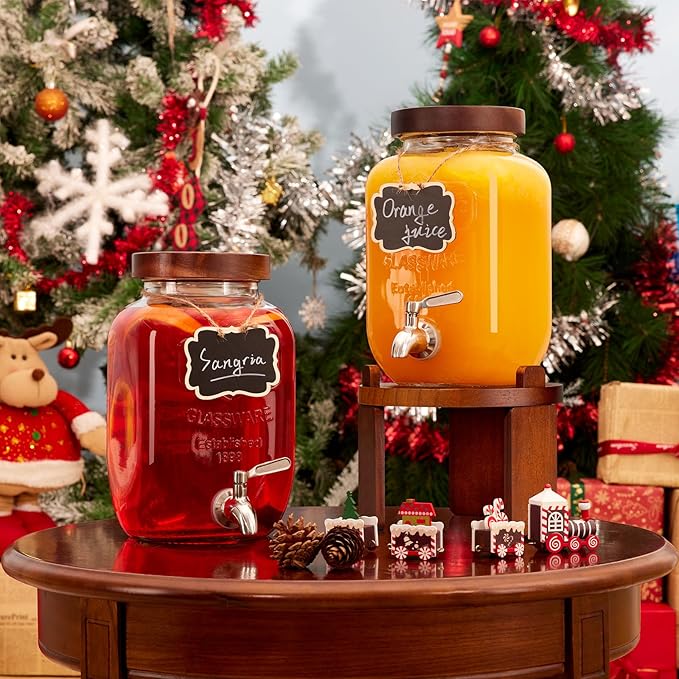 1 Gallon Drink Dispenser for Parties, Glass Beverage Dispenser