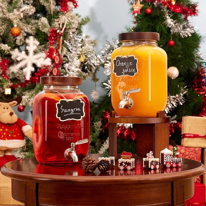 1 Gallon Drink Dispenser for Parties, Glass Beverage Dispenser