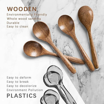 4 PCS Wooden Spoons for Honey, 6.7 inch Small Wooden Spoons