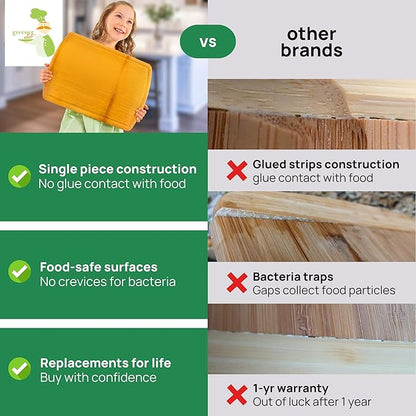 FSC-Certified Extra Large Bamboo Cutting Board Featuring 18 Inch Glue-Free