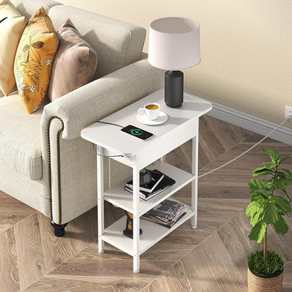 LIDYUK End Table with Charging Station, Nightstands Set of 2