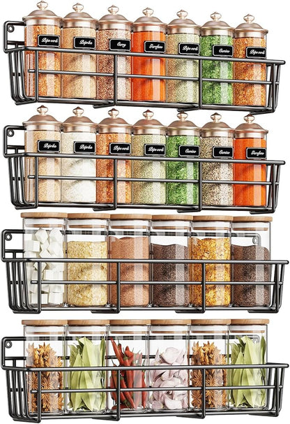 Mystozer Spice Rack Organizer Wall Mount, Hanging Spice Pantry Storage Shelf