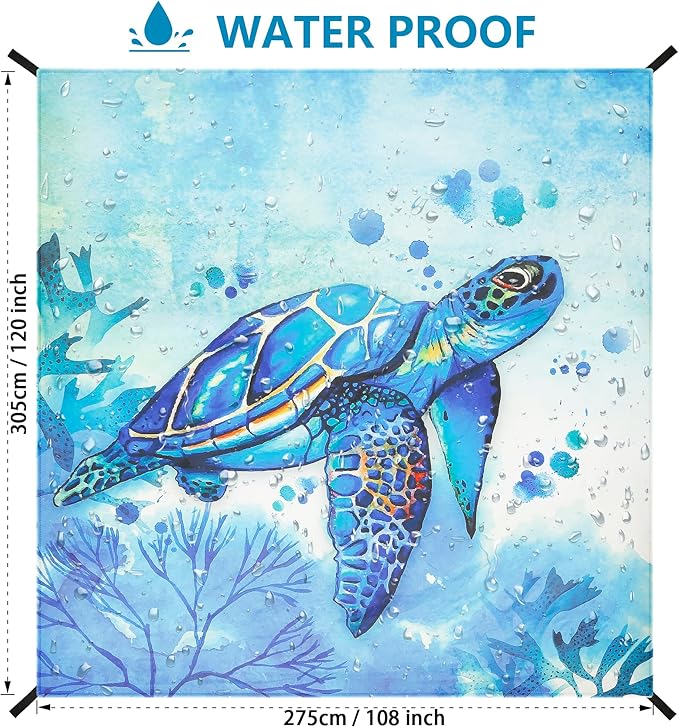 Beach Blanket Waterproof Sandproof Beach Mat 79" X 83"/10'x9'for 2-8 Adults Quick Drying Outdoor Picnic Mat Beach Accessories for Travel, Camping, Hiking