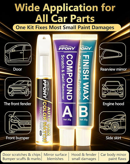 Carbonized Gray Metallic(M7) Touch Up Paint for Ford with A/B Wax OEM Exact Match,Scratch Repair Kit,2-In-1 Tip/Brush,Quick Dry Anti-Rust Waterproof Paint F-150,Mustang,Explorer,Bronco