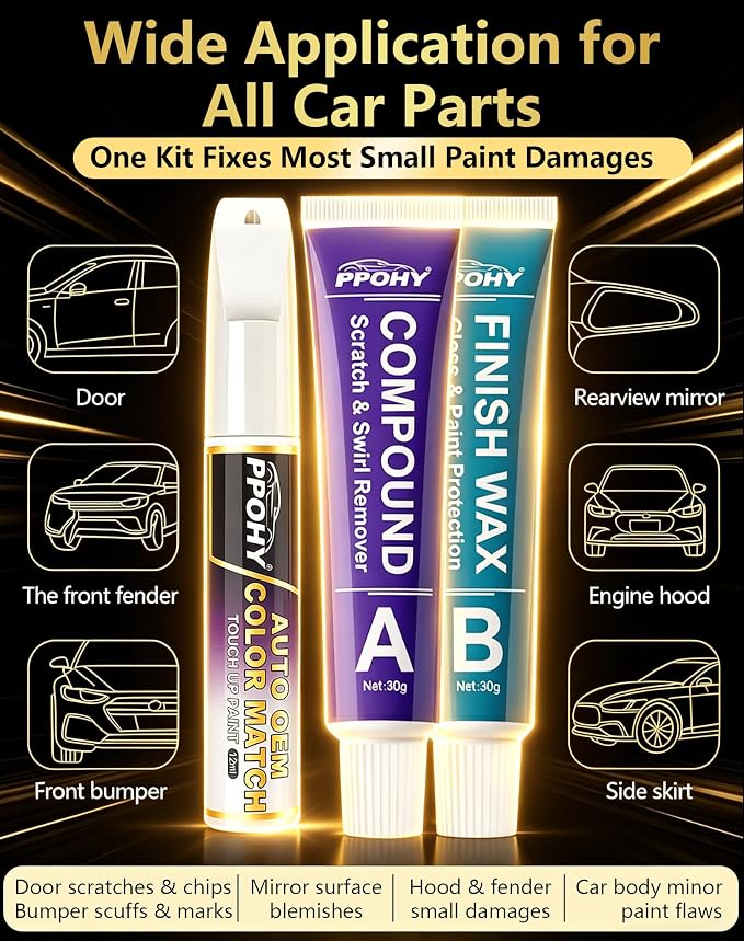 Ruby Red Metallic(RR) Touch Up Paint for Ford with A/B Wax OEM Exact Match,Scratch Repair Kit,2-In-1 Tip/Brush,Quick Dry Anti-Rust Waterproof Paint F-150,Mustang,Explorer,Bronco